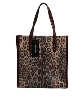 Dolce & Gabbana Braune Leopardenleder-Schulterriemen-Tasche