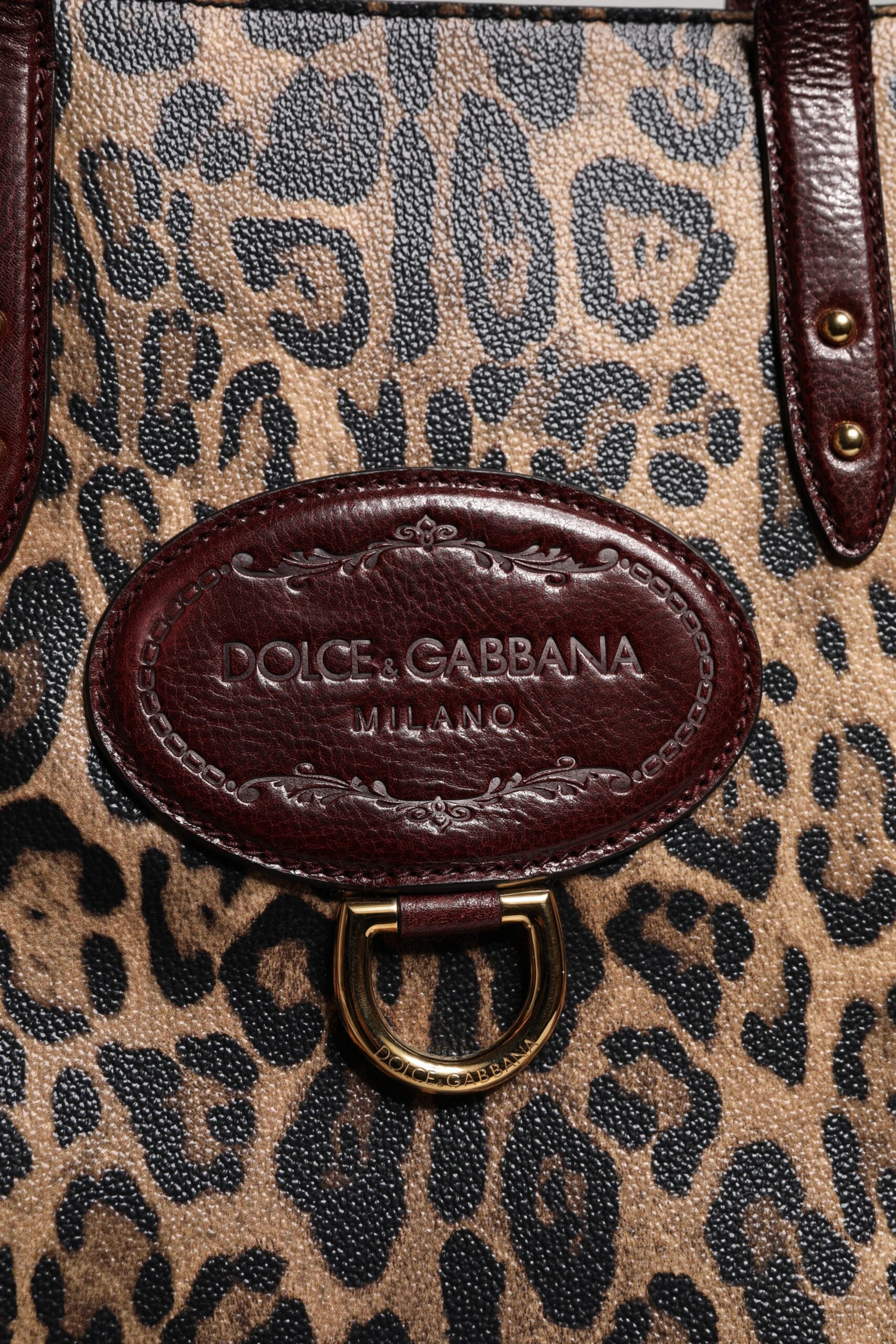 Dolce & Gabbana Braune Leopardenleder-Schulterriemen-Tasche
