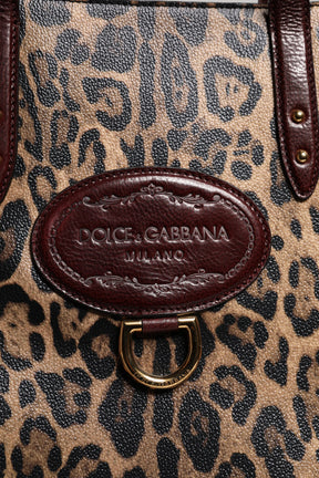 Dolce & Gabbana Braune Leopardenleder-Schulterriemen-Tasche