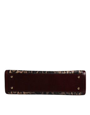 Dolce & Gabbana Braune Leopardenleder-Schulterriemen-Tasche