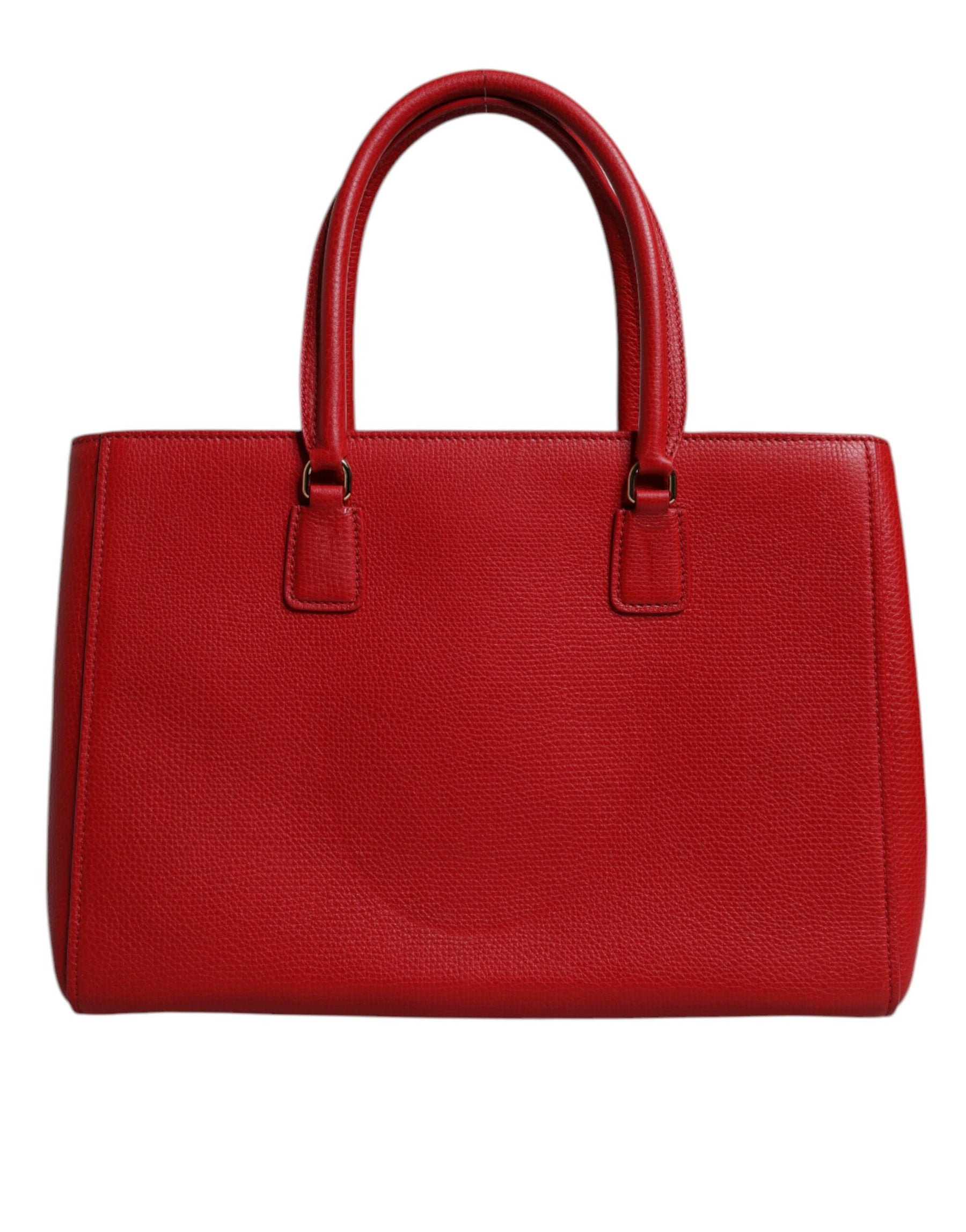 Dolce & Gabbana Rote Kalbsleder Tasche mit Logo-Plakette am oberen Griff