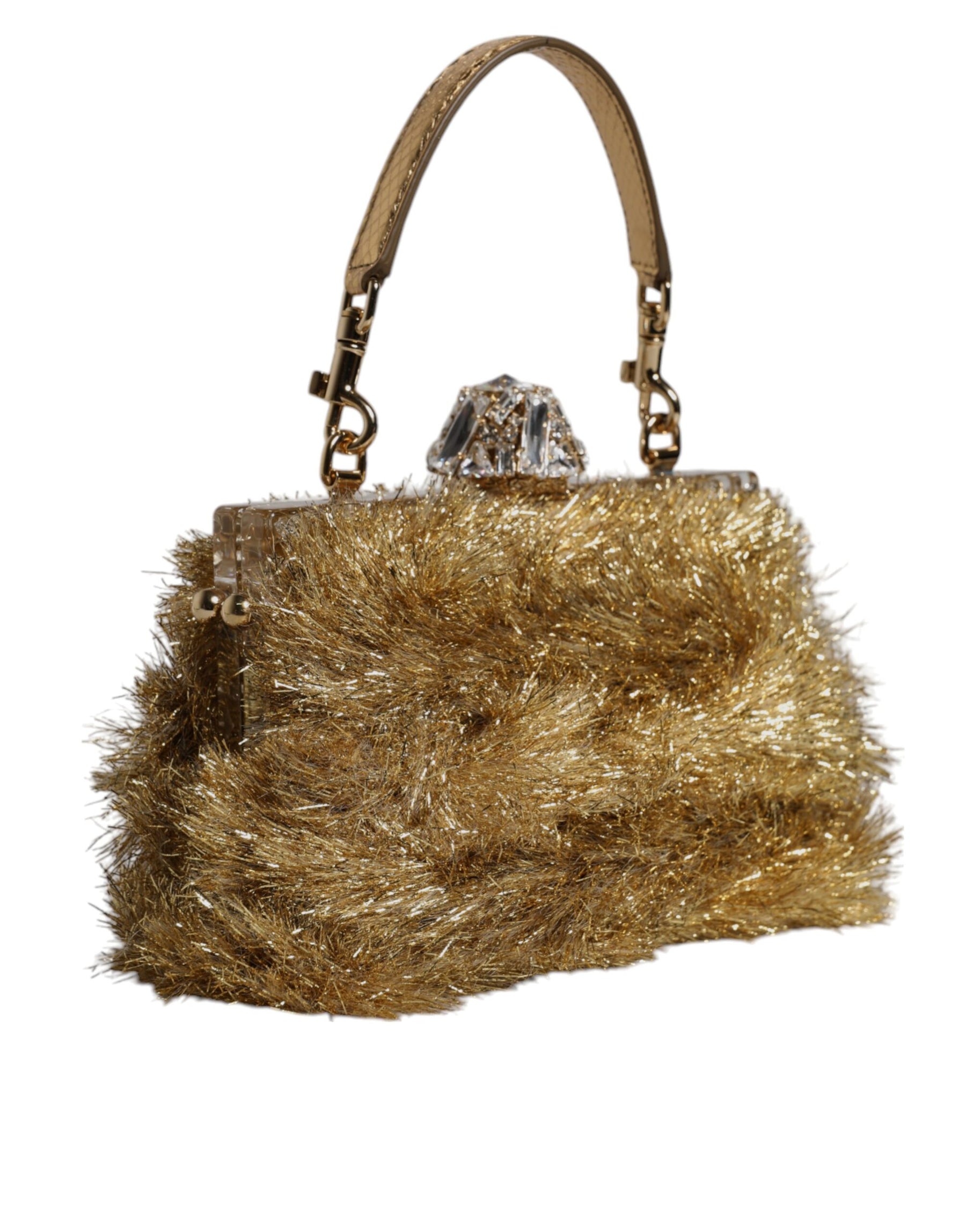 Dolce & Gabbana Gold Vanda Kettenband Flitter Kristall Abend Clutch Tasche
