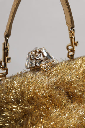 Dolce & Gabbana Gold Vanda Kettenband Flitter Kristall Abend Clutch Tasche