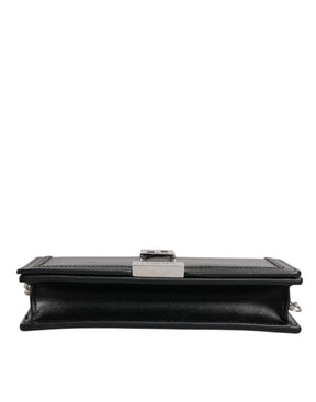 Versace Schwarze Kalbsleder-Kettenriemen-Schulter-Crossbody-Tasche