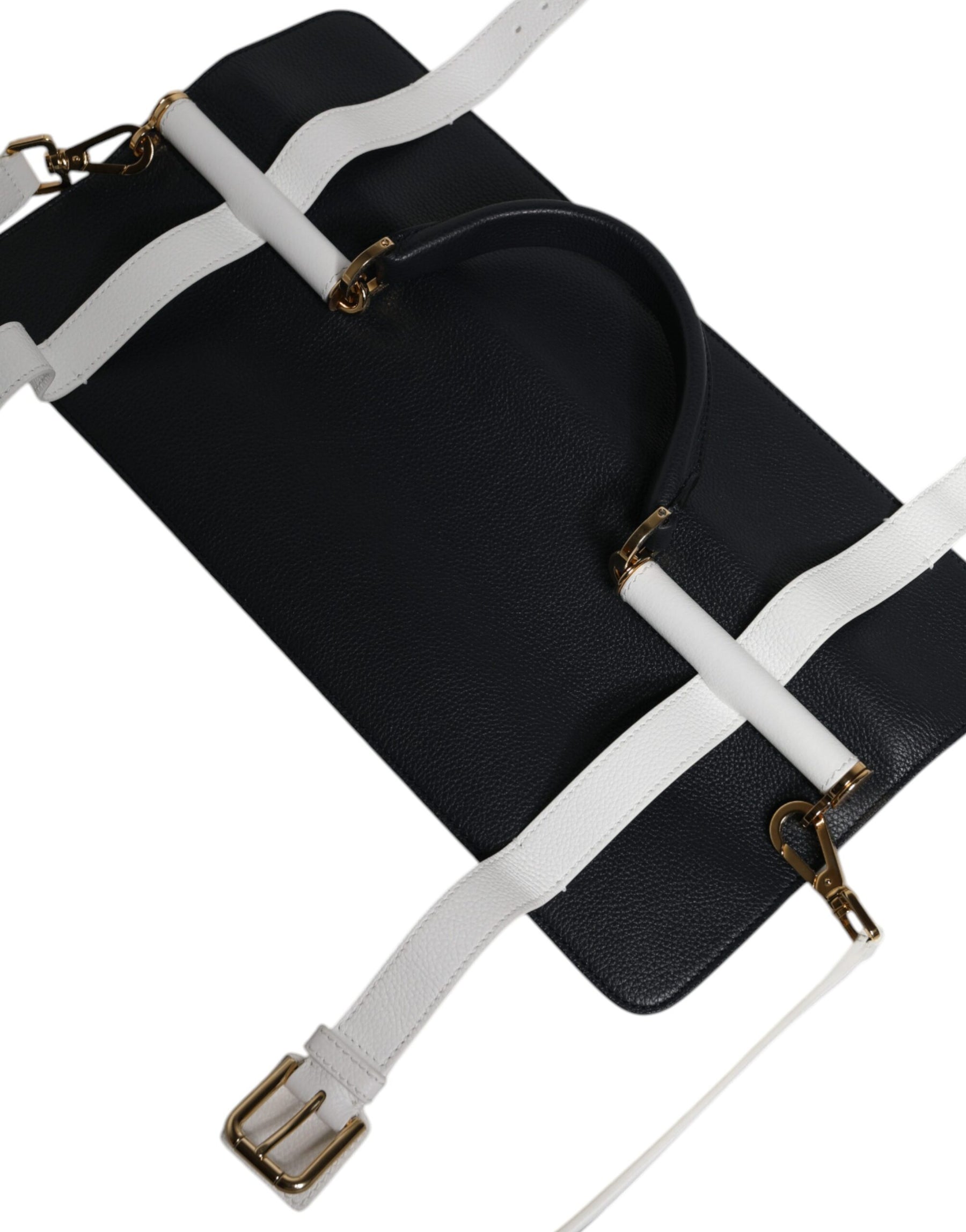 Dolce & Gabbana Blau-Weißes Kalbsleder Crossbody Umhängetasche