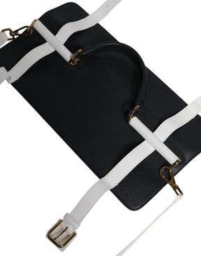 Dolce & Gabbana Blau-Weißes Kalbsleder Crossbody Umhängetasche