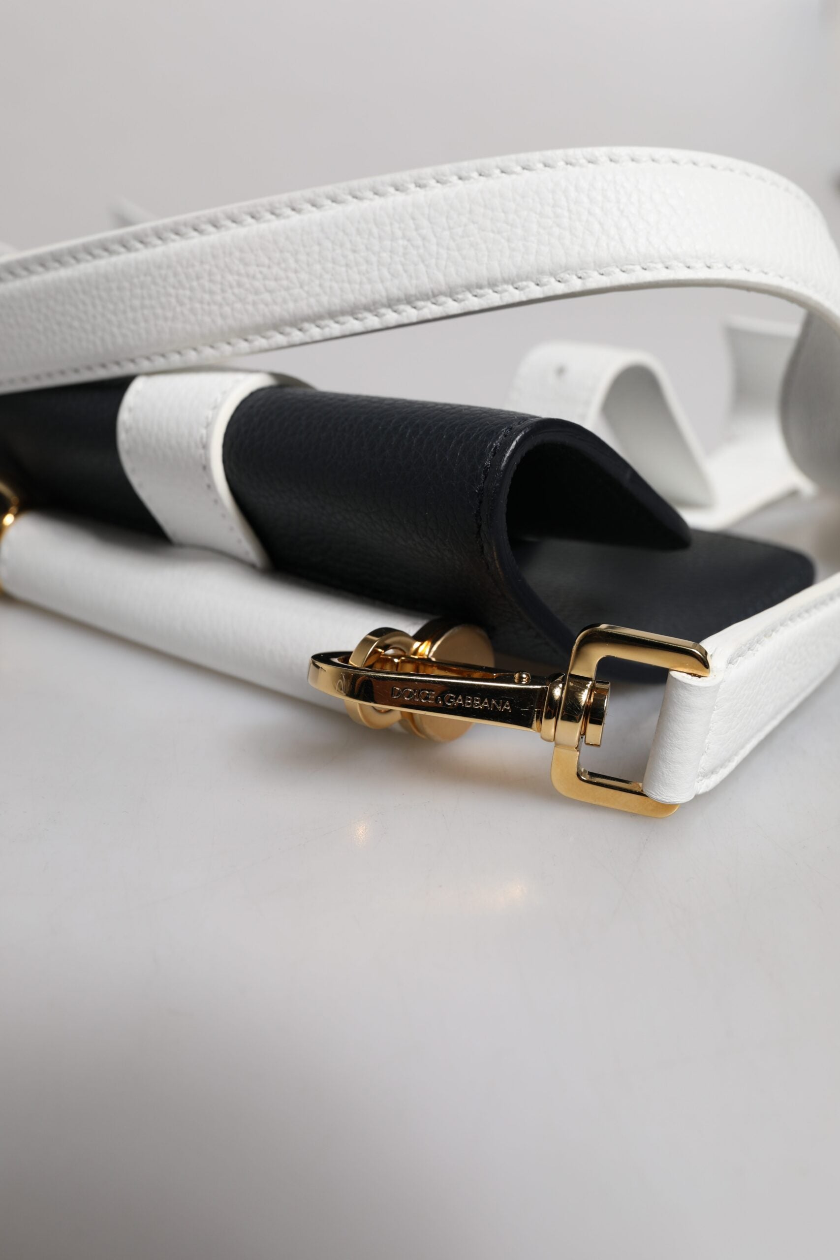 Dolce & Gabbana Blau-Weißes Kalbsleder Crossbody Umhängetasche