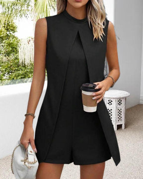 Black Plain Sleeveless Jumpsuit - Das vielseitige Herbstsstück mit Stil