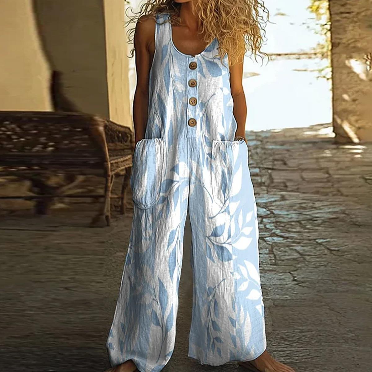 Trendy Ärmelloser Blauer Jumpsuit - Dein stylischer Herbstsbegleiter