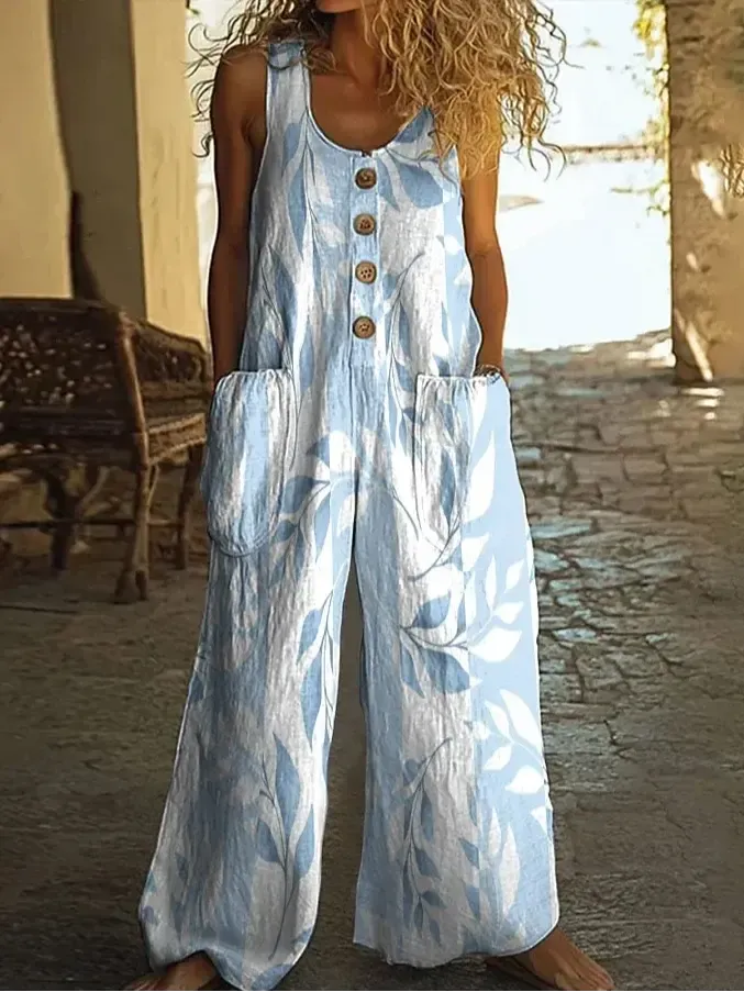 Trendy Ärmelloser Blauer Jumpsuit - Dein stylischer Herbstsbegleiter