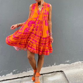 Orangefarbenes Ärmelloses Minikleid - Der perfekte Herbstsbegleiter
