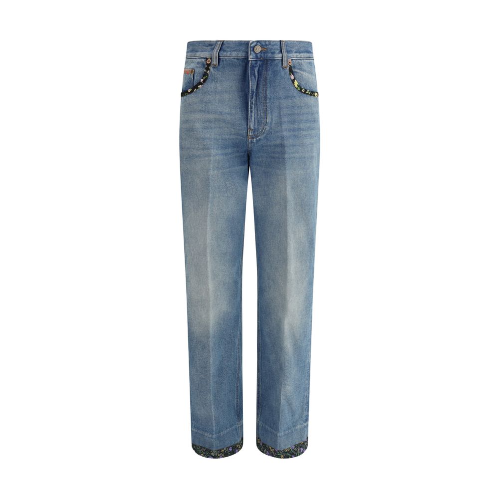 Valentino Gerade geschnittene Jeans aus blauem Baumwoll-Denim