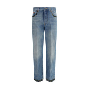 Valentino Gerade geschnittene Jeans aus blauem Baumwoll-Denim