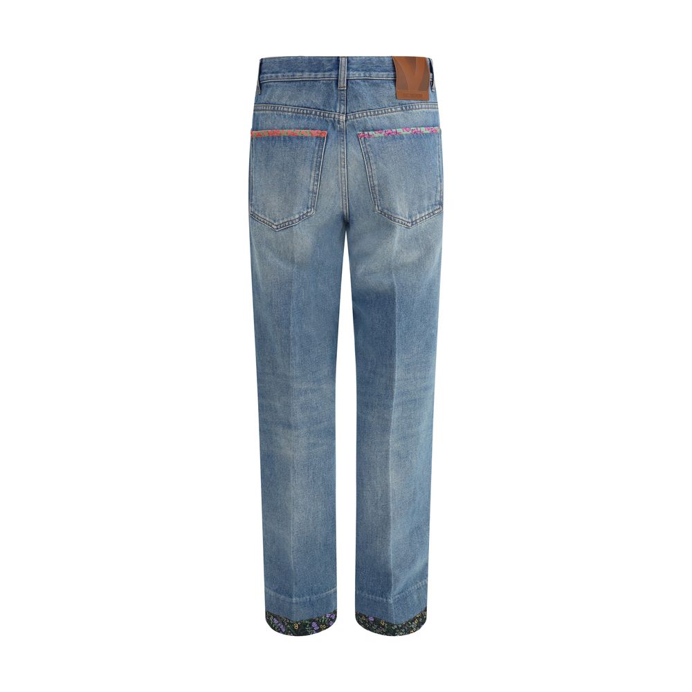 Valentino Gerade geschnittene Jeans aus blauem Baumwoll-Denim