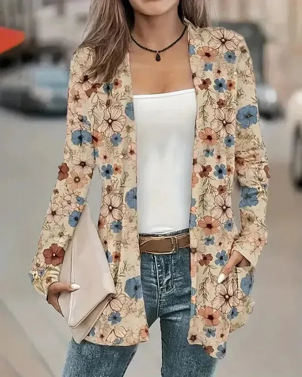 Herbstshaftes Casual Apricot Outerwear - Langarm, Vielseitig & Komfortabel