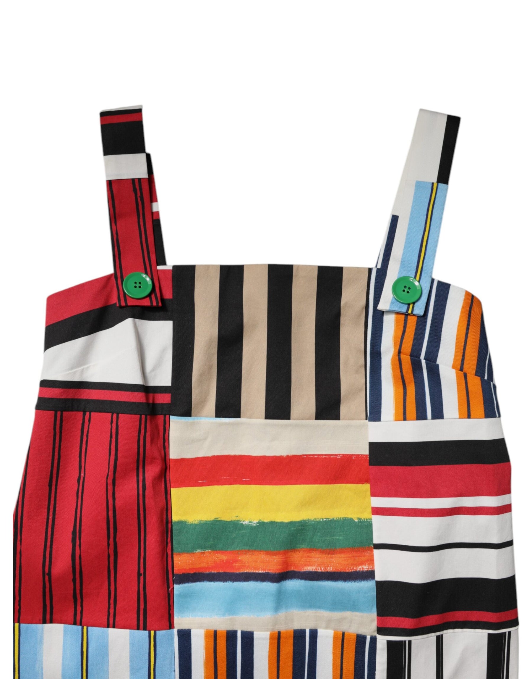 Dolce & Gabbana Multicolor Baumwollstreifen Kleid ohne Ärmel