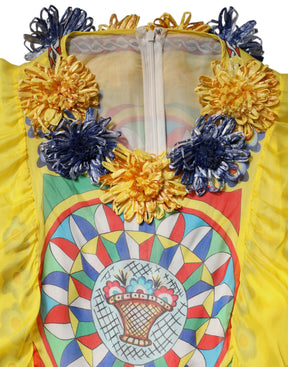 Dolce & Gabbana Mehrfarbiges Carretto Print Kaftan Twill Kleid