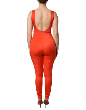 Dolce & Gabbana Orangefarbenes ärmelloses Bodycon-Jumpsuit-Kleid
