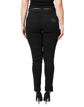 Dolce & Gabbana Schwarze Skinny Denim Jeans mit mittlerer Taille aus Baumwolle