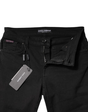 Dolce & Gabbana Schwarze Skinny Denim Jeans mit mittlerer Taille aus Baumwolle