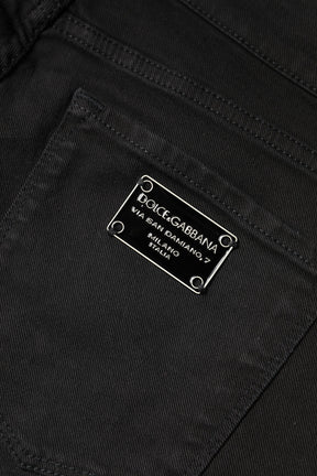 Dolce & Gabbana Schwarze Skinny Denim Jeans mit mittlerer Taille aus Baumwolle