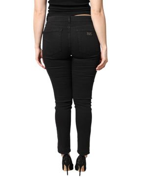 Dolce & Gabbana Schwarze Skinny Denim Jeans mit mittlerer Taille aus Baumwolle