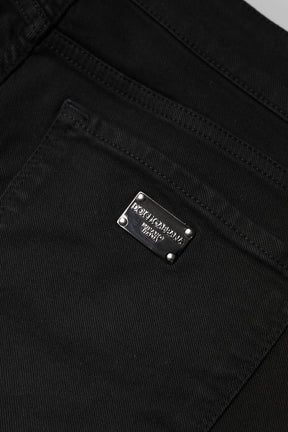 Dolce & Gabbana Schwarze Skinny Denim Jeans mit mittlerer Taille aus Baumwolle