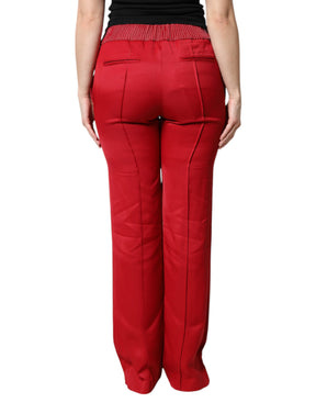 Dolce & Gabbana Rote Viskose-Hose in gerader Passform