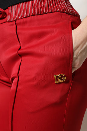Dolce & Gabbana Rote Viskose-Hose in gerader Passform
