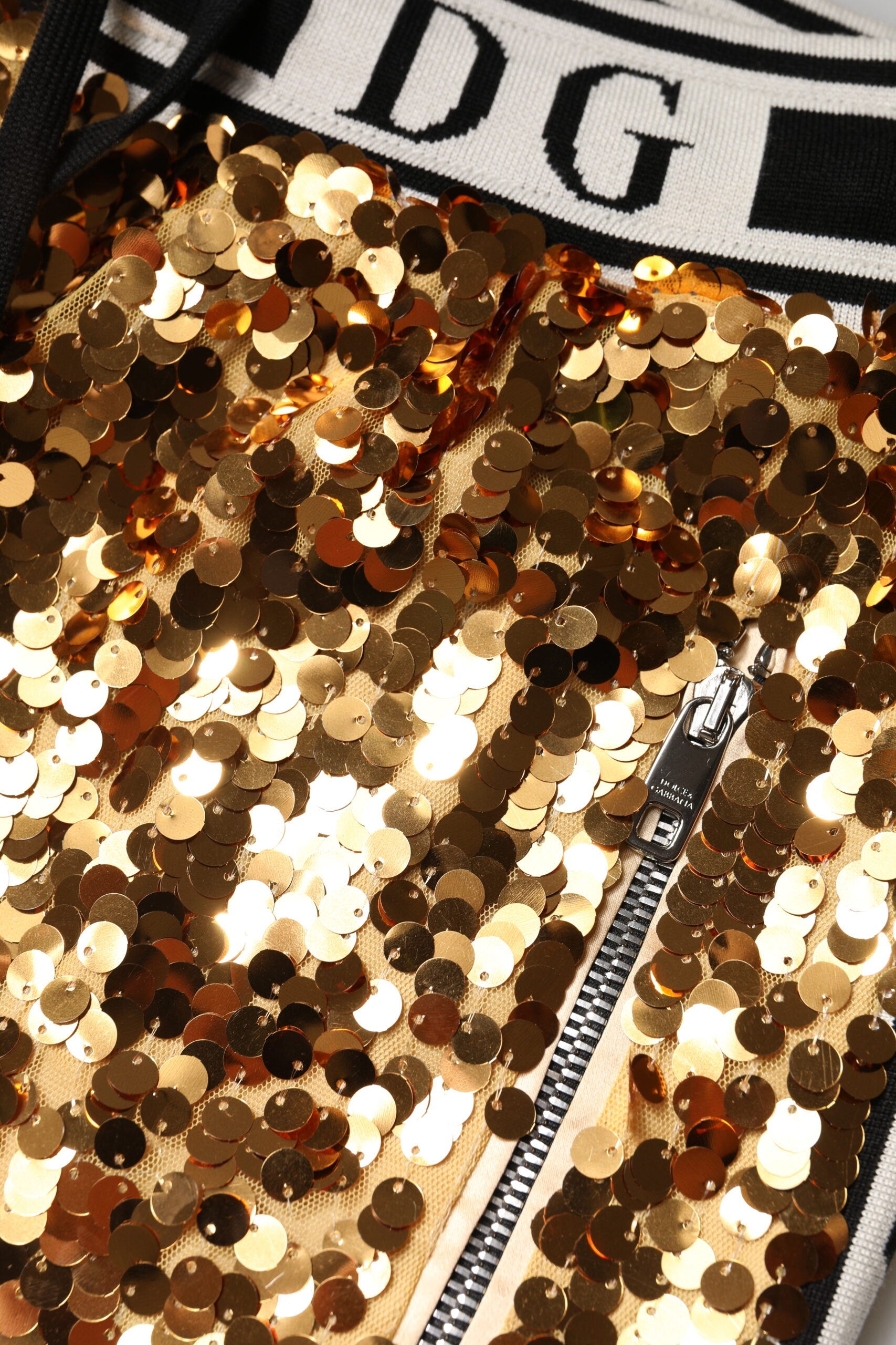 Dolce & Gabbana Metallic-Gold DG Logo Pailletten-Jogger-Hose