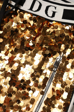 Dolce & Gabbana Metallic-Gold DG Logo Pailletten-Jogger-Hose