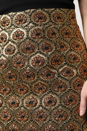 Dolce & Gabbana Brauner Polyester-Brokat-Minirock in A-Linie