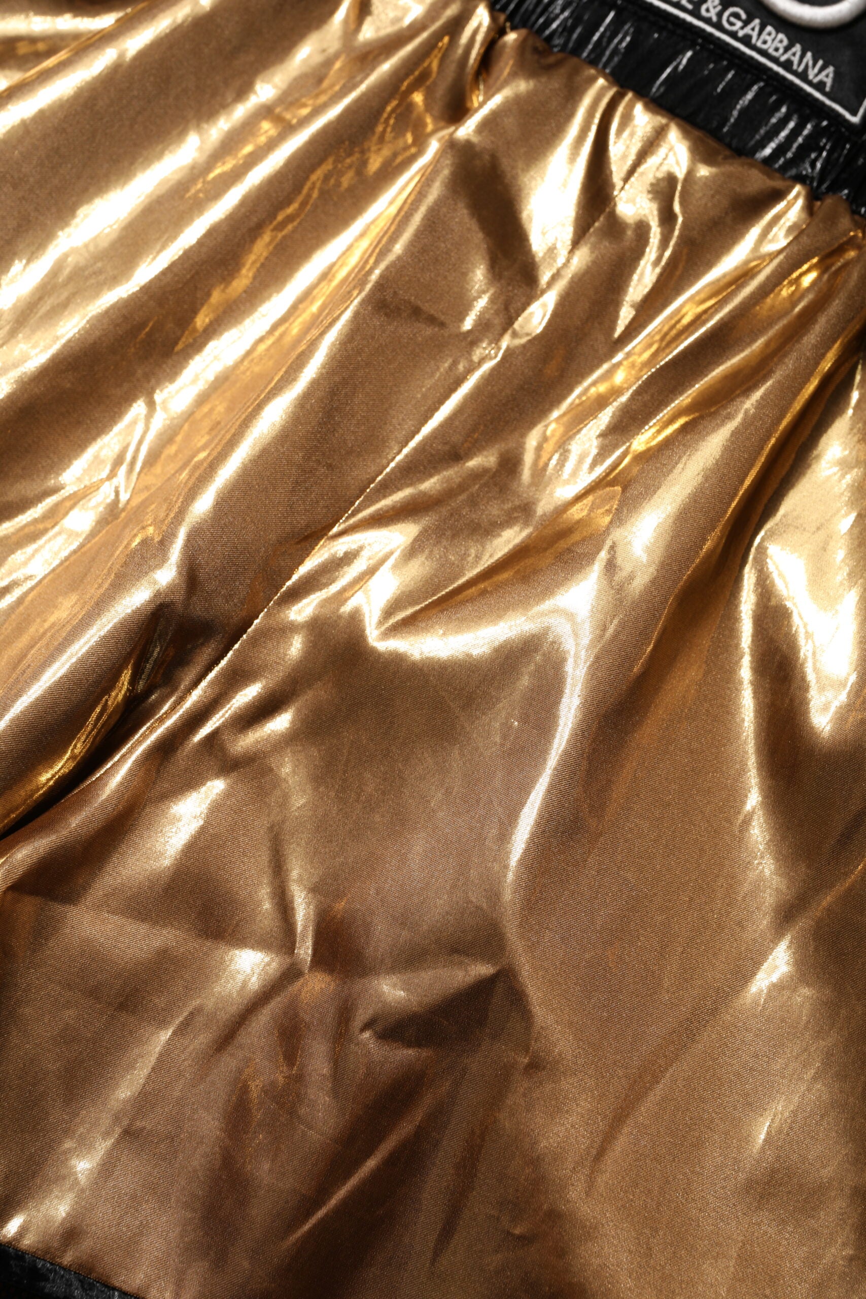 Dolce & Gabbana Metallic Gold Hohe Taille Frauen Hotpants Kurz