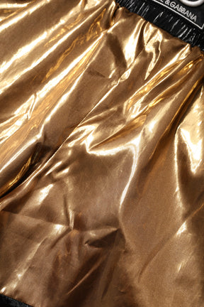 Dolce & Gabbana Metallic Gold Hohe Taille Frauen Hotpants Kurz
