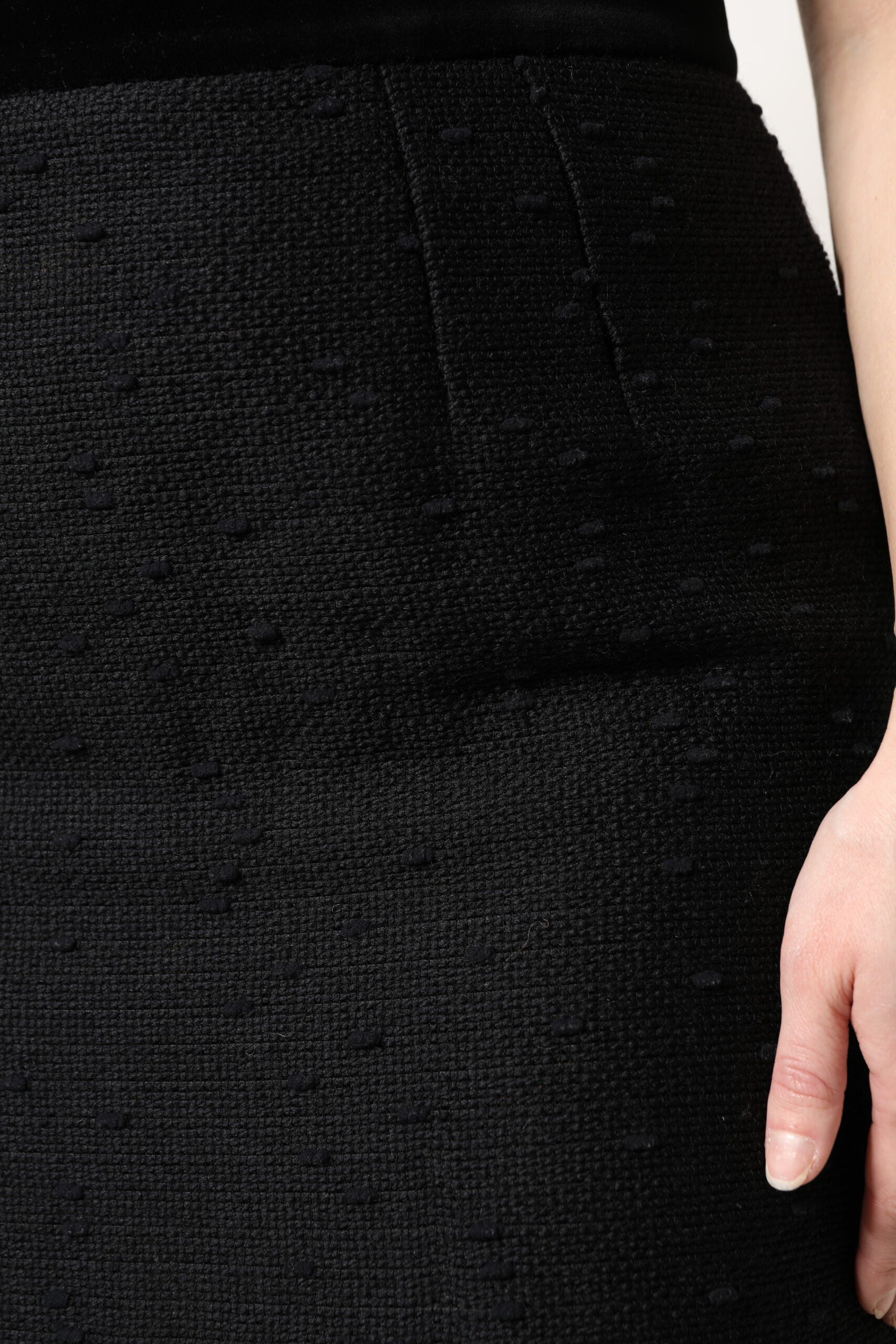 Dolce & Gabbana Schwarzer Bleistiftminirock mit hoher Taille und Fransen aus Wolle