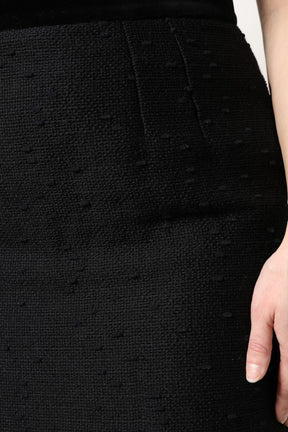 Dolce & Gabbana Schwarzer Bleistiftminirock mit hoher Taille und Fransen aus Wolle