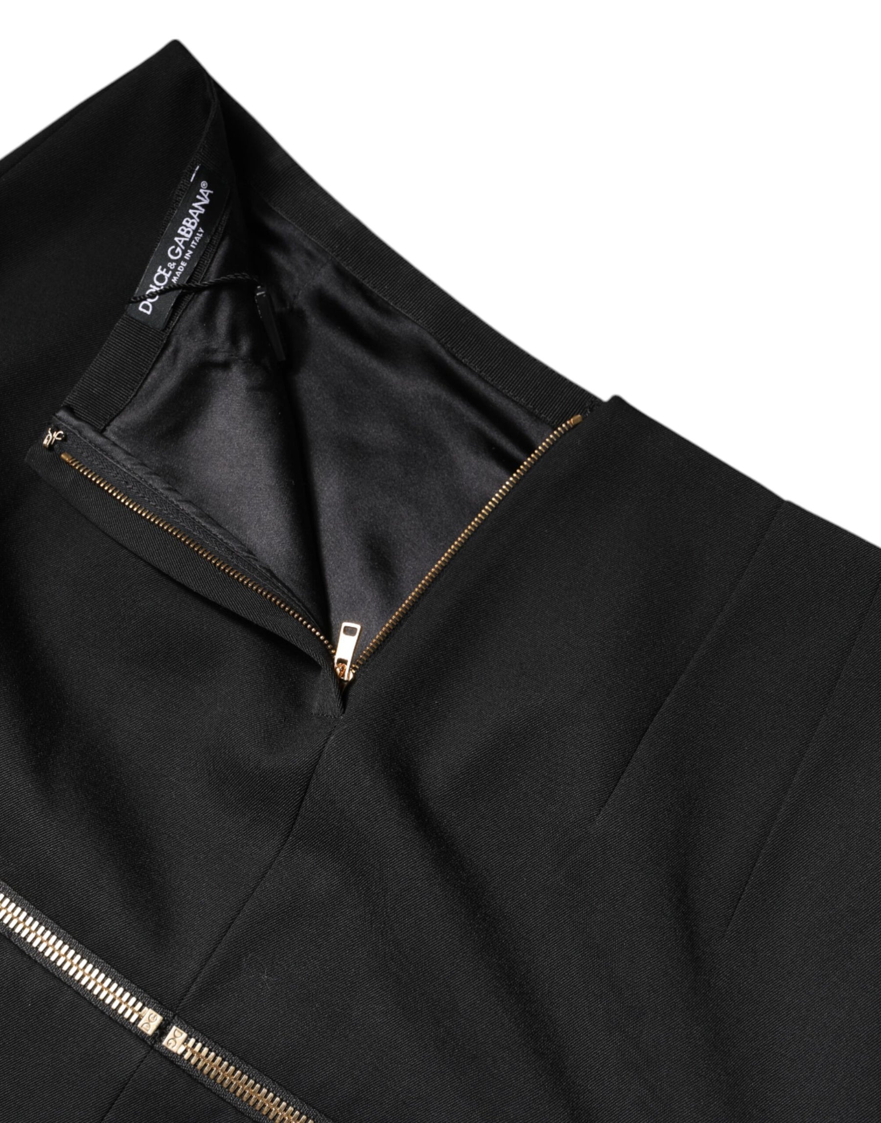 Dolce & Gabbana Schwarzer Minirock aus Schurwolle mit hoher Taille