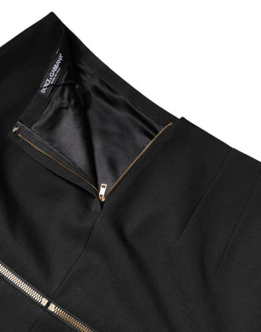 Dolce & Gabbana Schwarzer Minirock aus Schurwolle mit hoher Taille