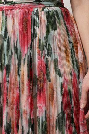 Dolce & Gabbana Multicolor Seide Floral High Waist Midirock