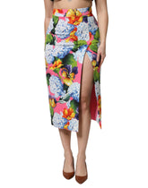 Dolce & Gabbana Multicolor Floral Print Midirock mit hoher Taille