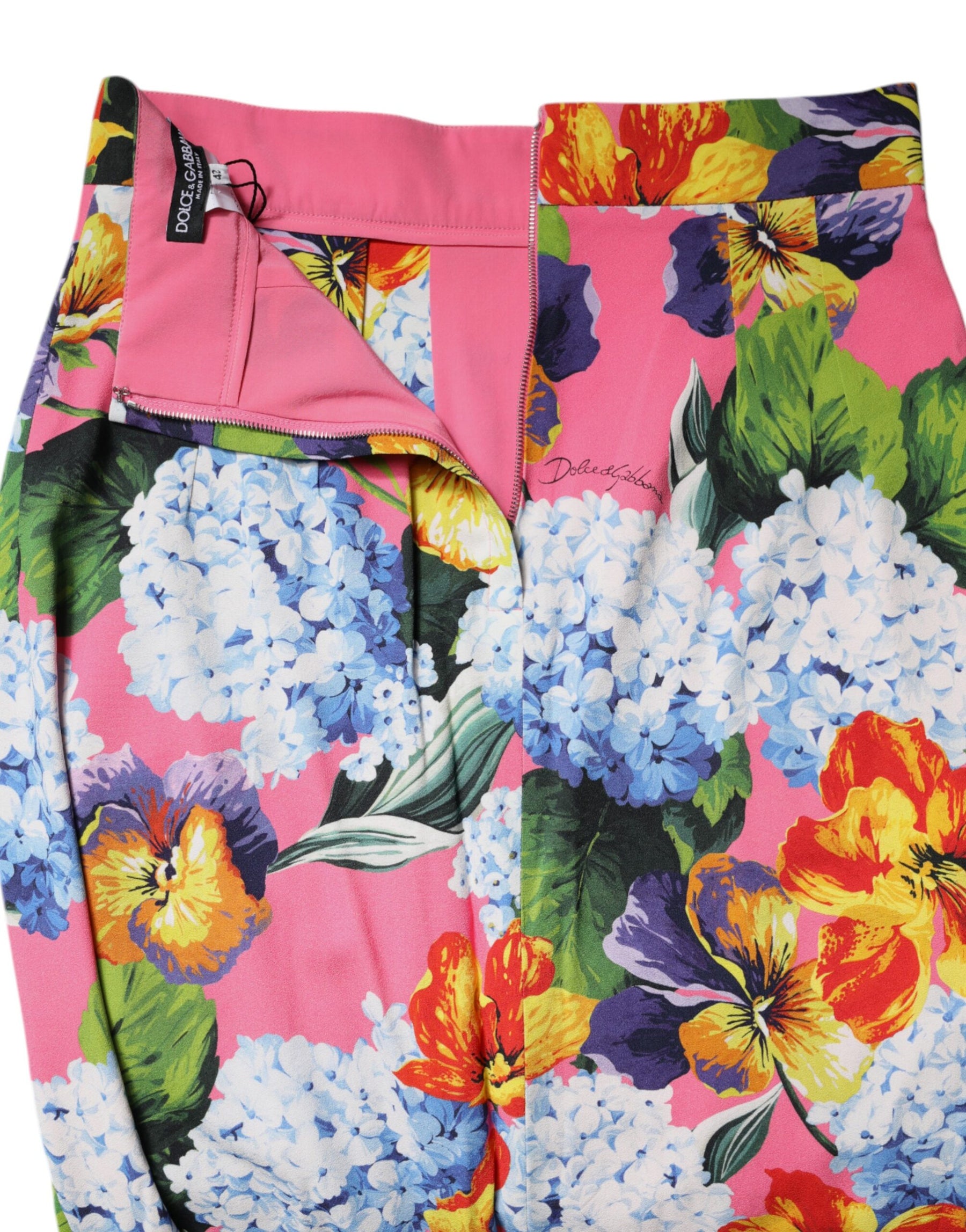 Dolce & Gabbana Multicolor Floral Print Midirock mit hoher Taille