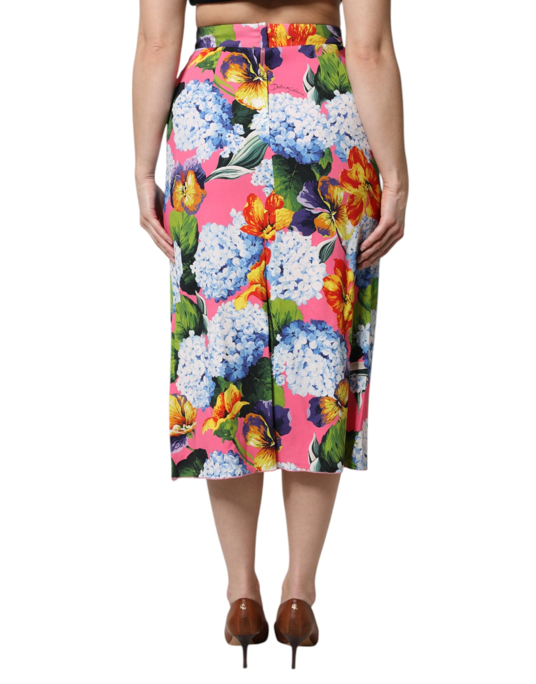 Dolce & Gabbana Multicolor Floraler Midirock mit hoher Taille