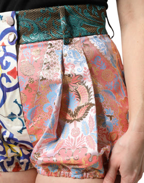 Dolce & Gabbana Multicolor Baumwolle Patchwork Hot Pants Shorts