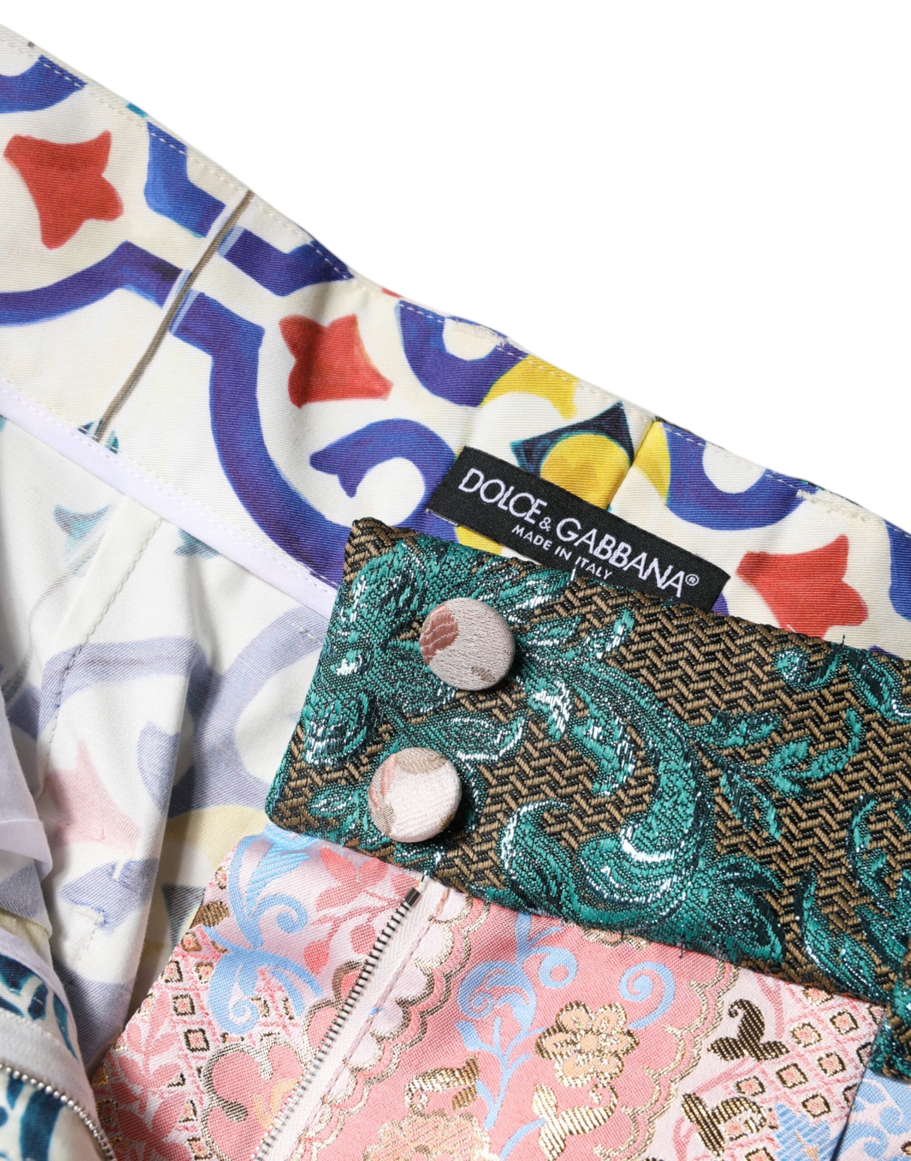 Dolce & Gabbana Multicolor Baumwolle Patchwork Hot Pants Shorts