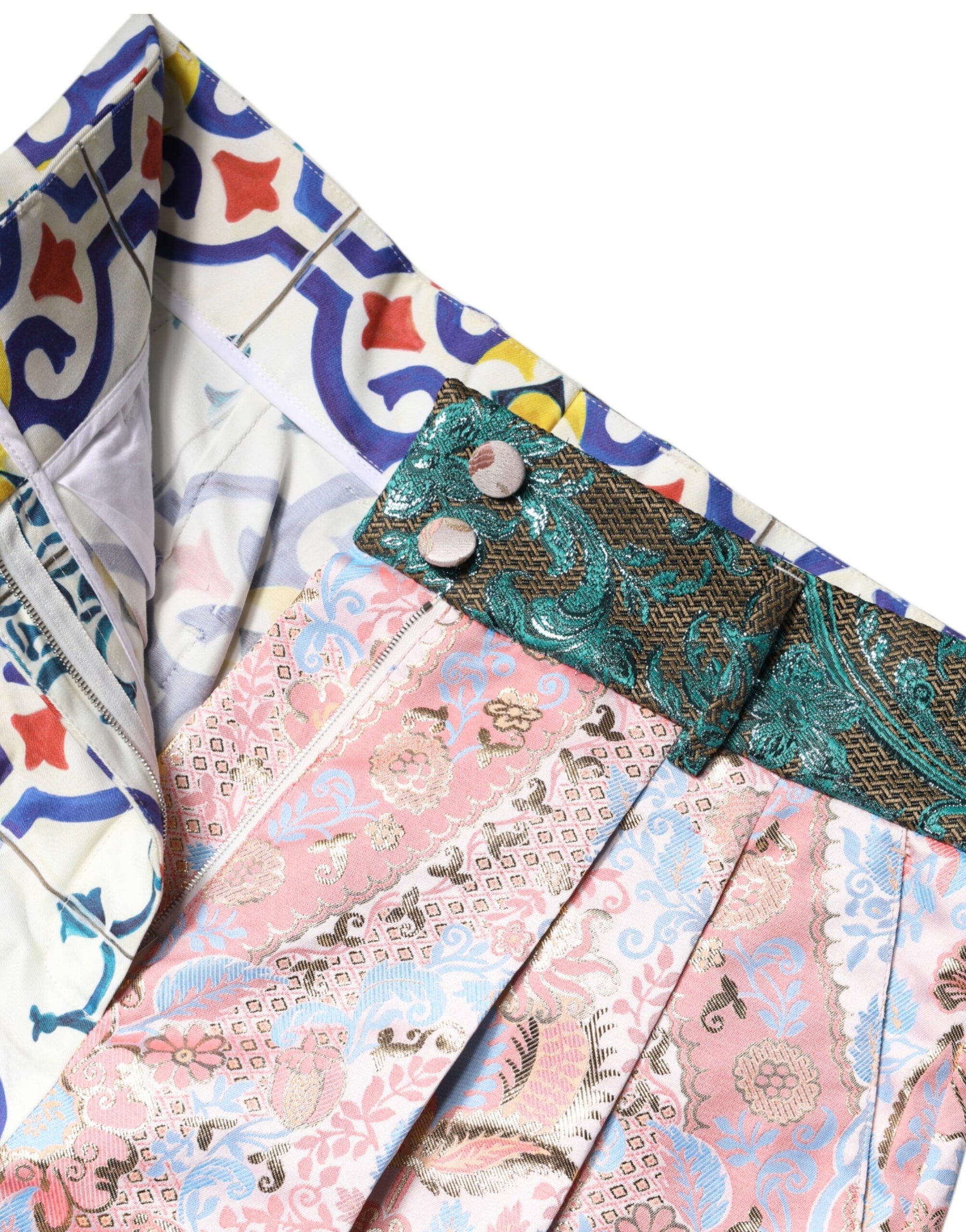 Dolce & Gabbana Multicolor Baumwolle Patchwork Hot Pants Shorts