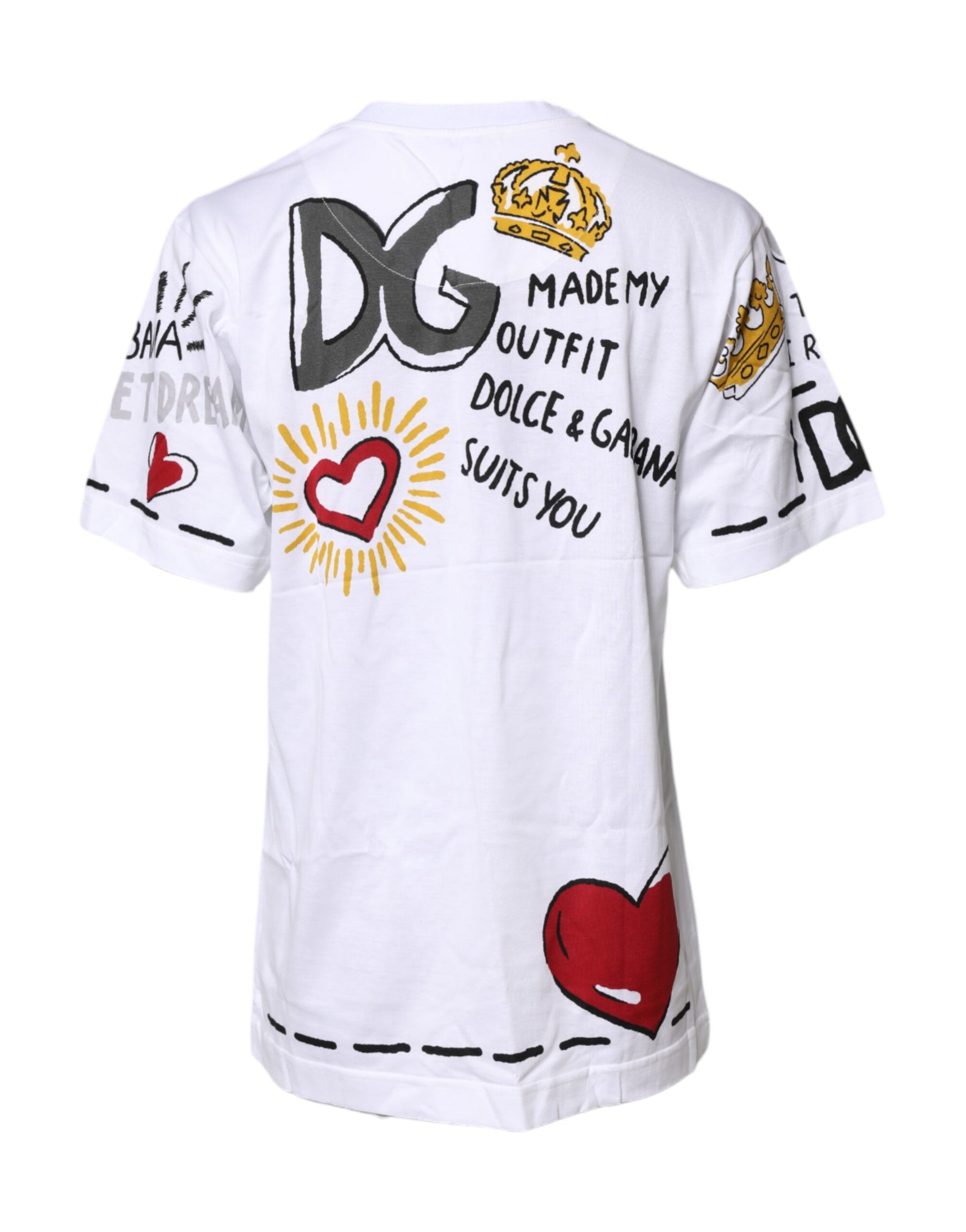 Dolce & Gabbana Weißes T-Shirt aus bedrucktem Jersey mit kurzen Ärmeln