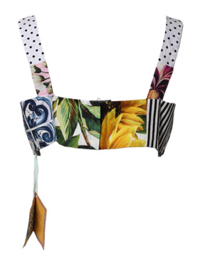 Dolce & Gabbana Mehrfarbiges Patchwork-Kropfoberteil mit herzförmigem Ausschnitt
