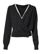 Dolce & Gabbana Grauer Kaschmirpullover mit tiefem V-Ausschnitt