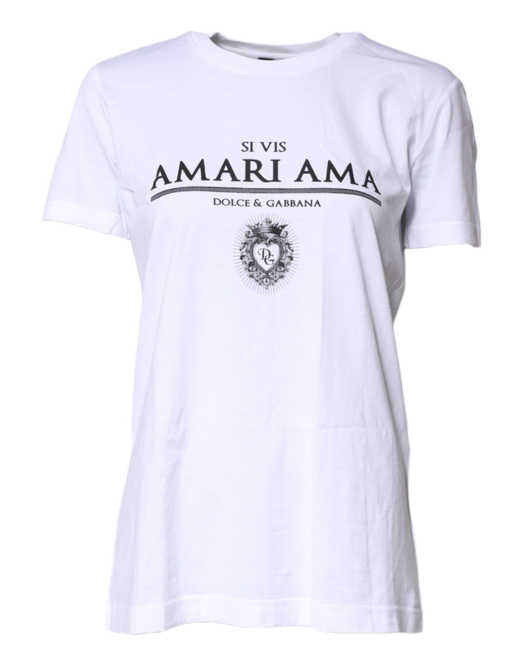 Dolce & Gabbana Weißes Baumwoll-T-Shirt mit Rundhalsausschnitt