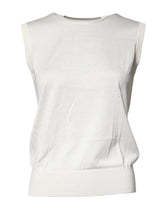 Dolce & Gabbana Cremefarbenes ärmelloses Seiden-Rundhals-Top
